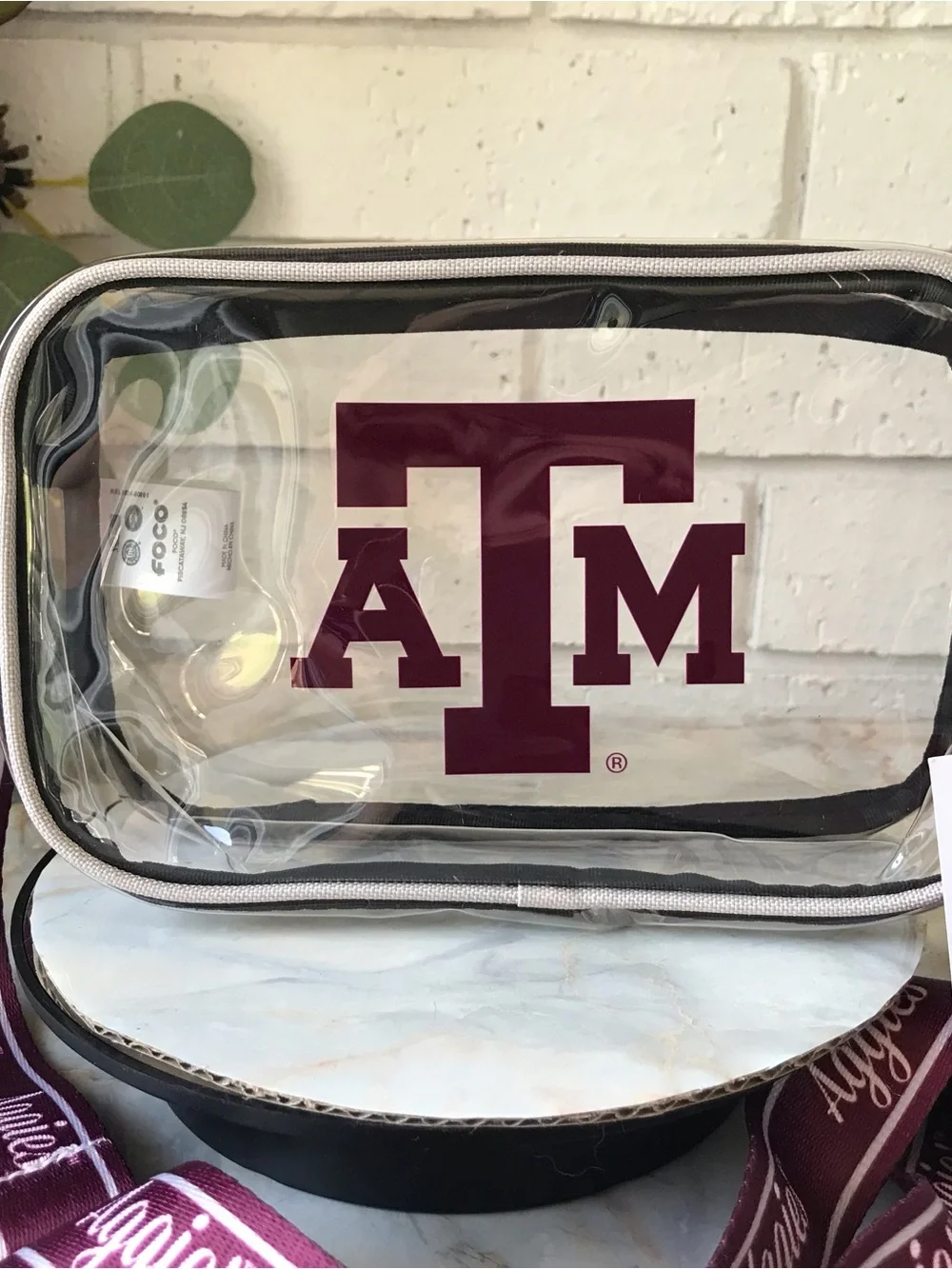 Texas A&M Clear Crossbody Bag with Maroon Aggies Strap NWT